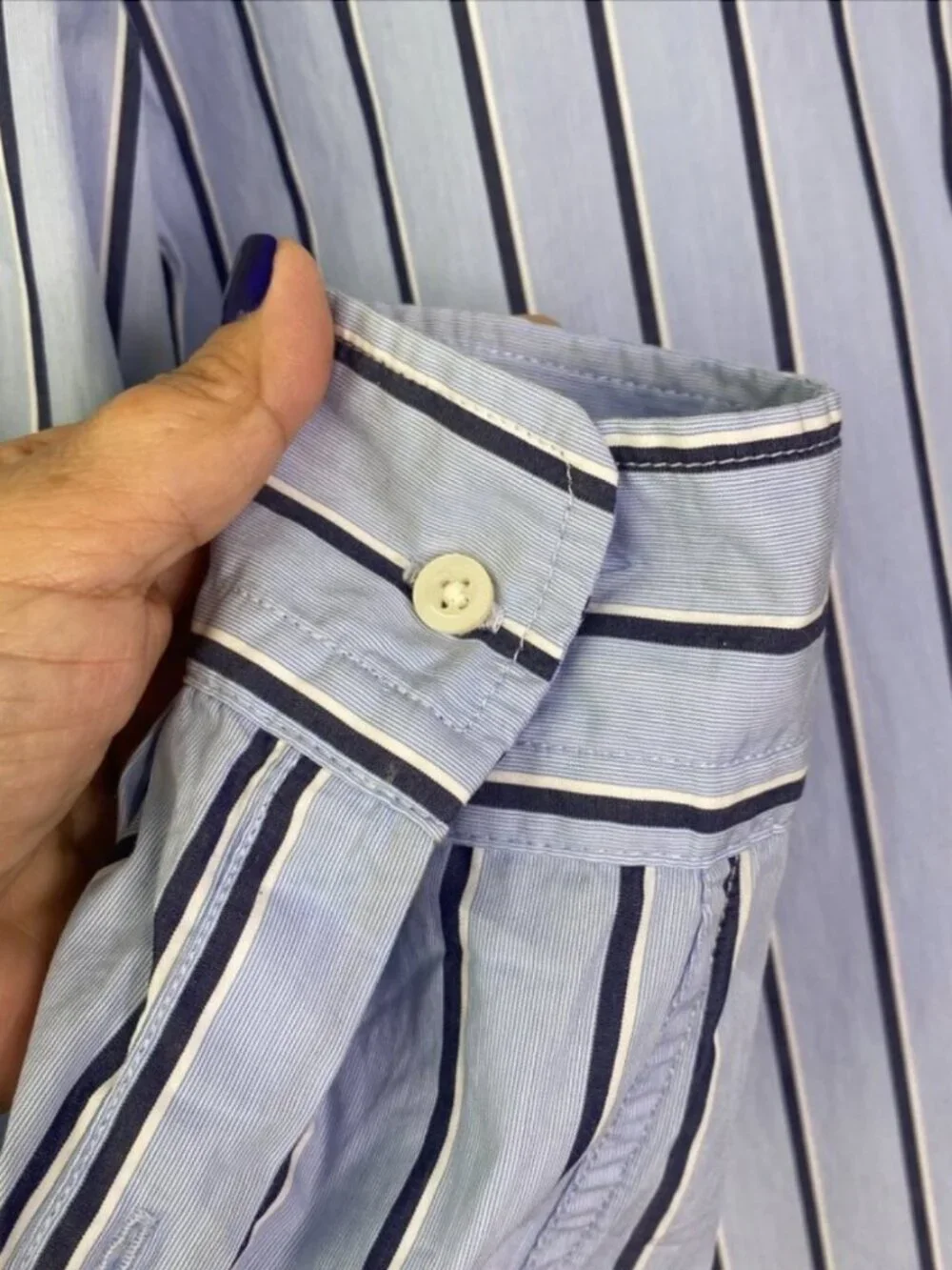 Banana Republic Men's Organic Cotton Button Down Striped Long Sleeve Size Large